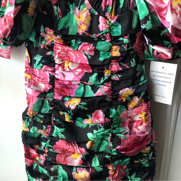 For Love and Lemons Jolie Puff Sleeve Floral Mini Dress - Size XXS - Picture 4 of 10